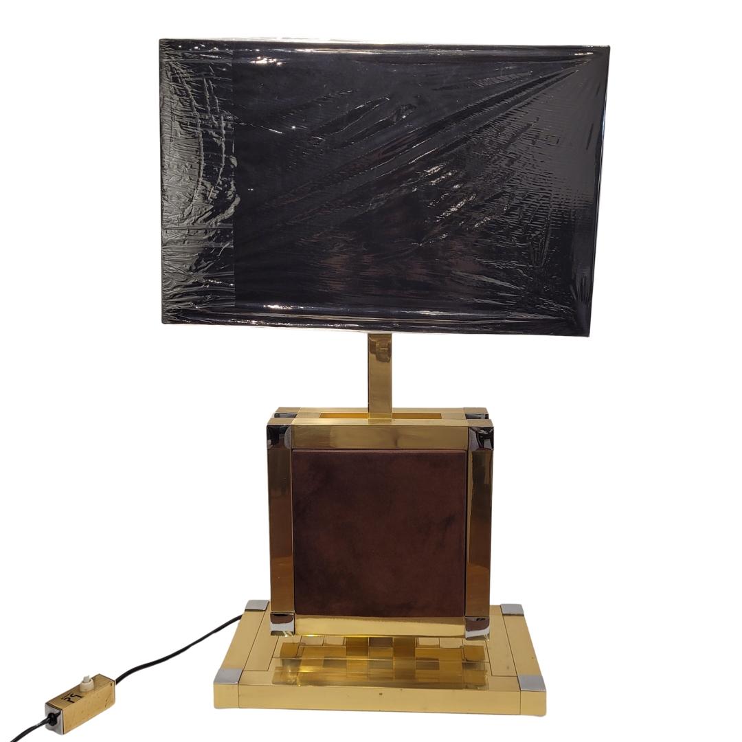 Mid-Century Modern Italie Lampe à poser, laiton et acier chromé, Willy Rizzo pour BD Lumica en vente