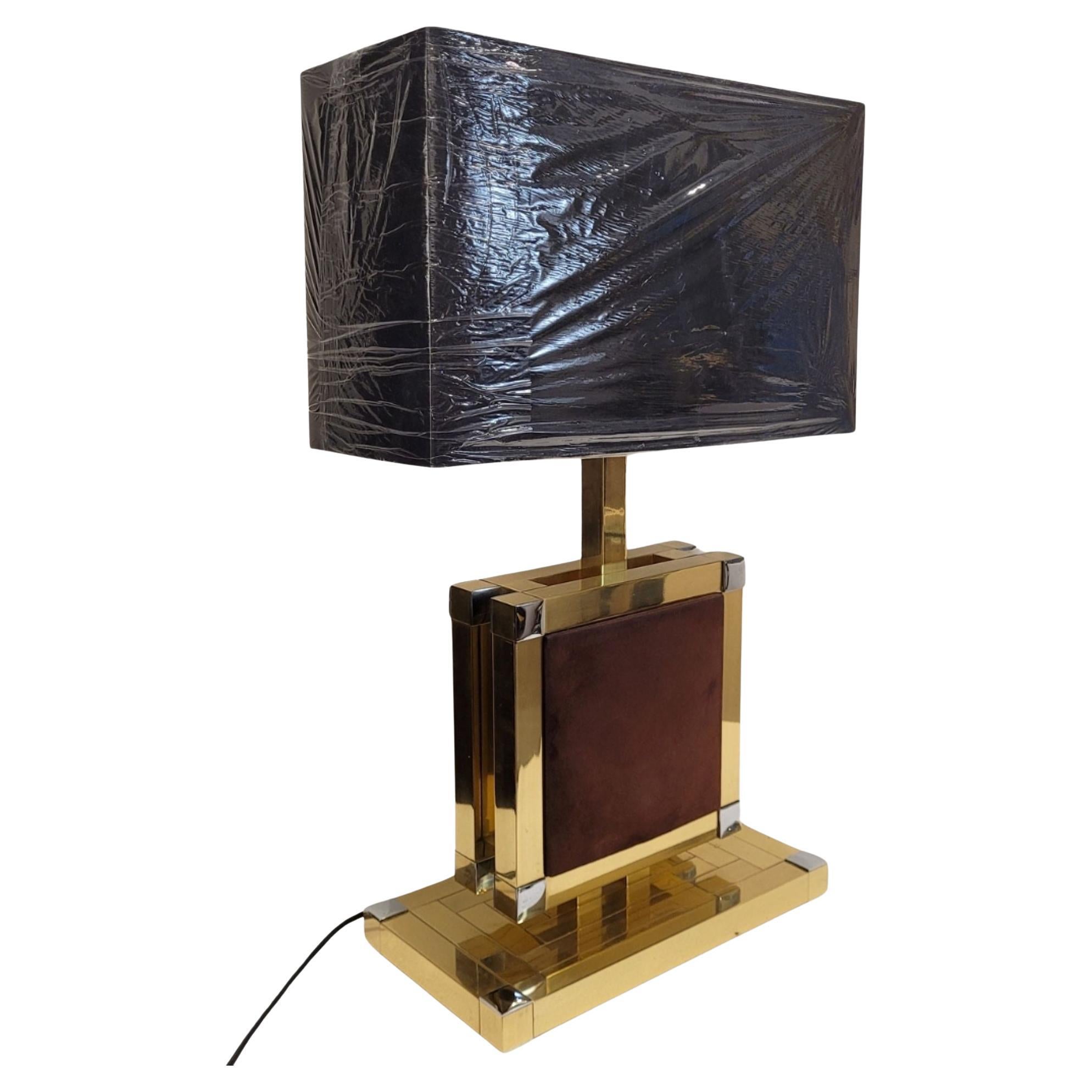 Italy Table lamp, brass and chrome-plated steel, Willy Rizzo for BD Lumica