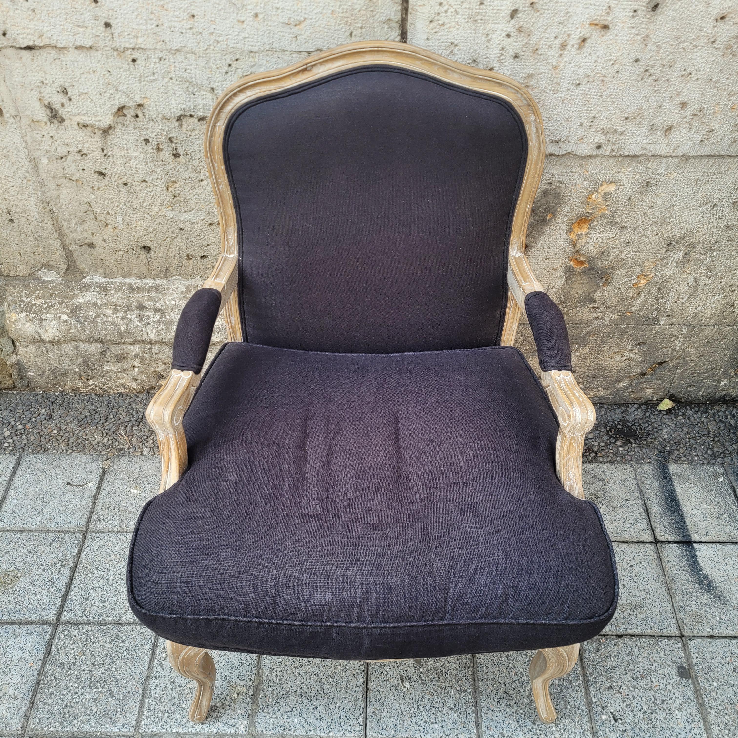 Sillón Reina de Francia, estilo Luis XV / Provenzal, roble y tapicería en venta 1
