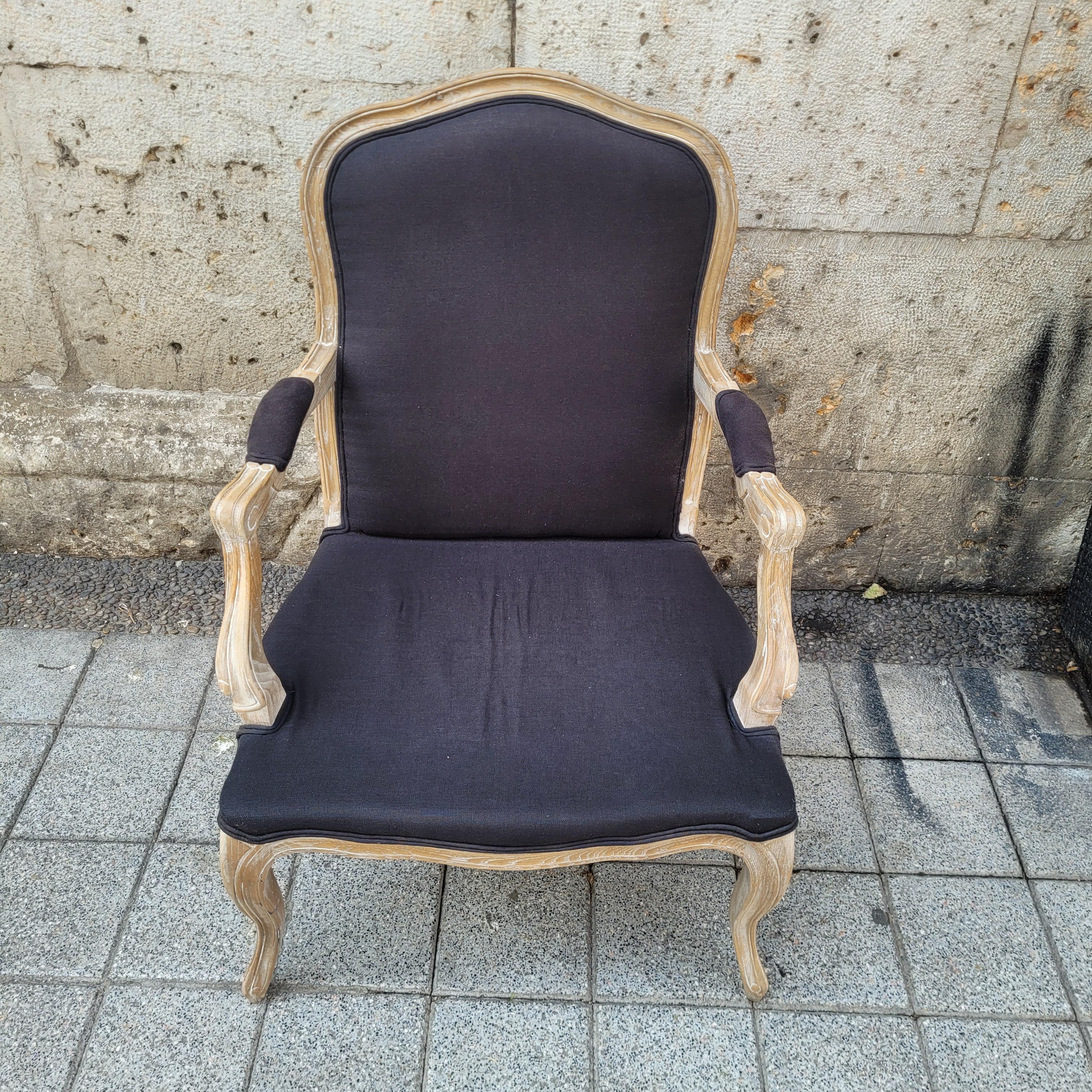 Sillón Reina de Francia, estilo Luis XV / Provenzal, roble y tapicería en venta 11