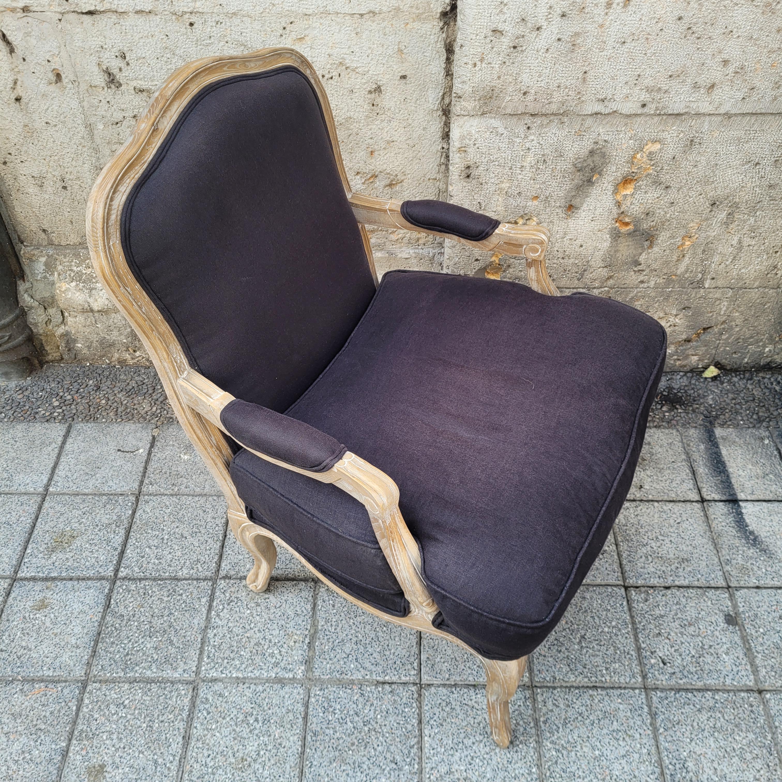 Sillón Reina de Francia, estilo Luis XV / Provenzal, roble y tapicería en venta 9