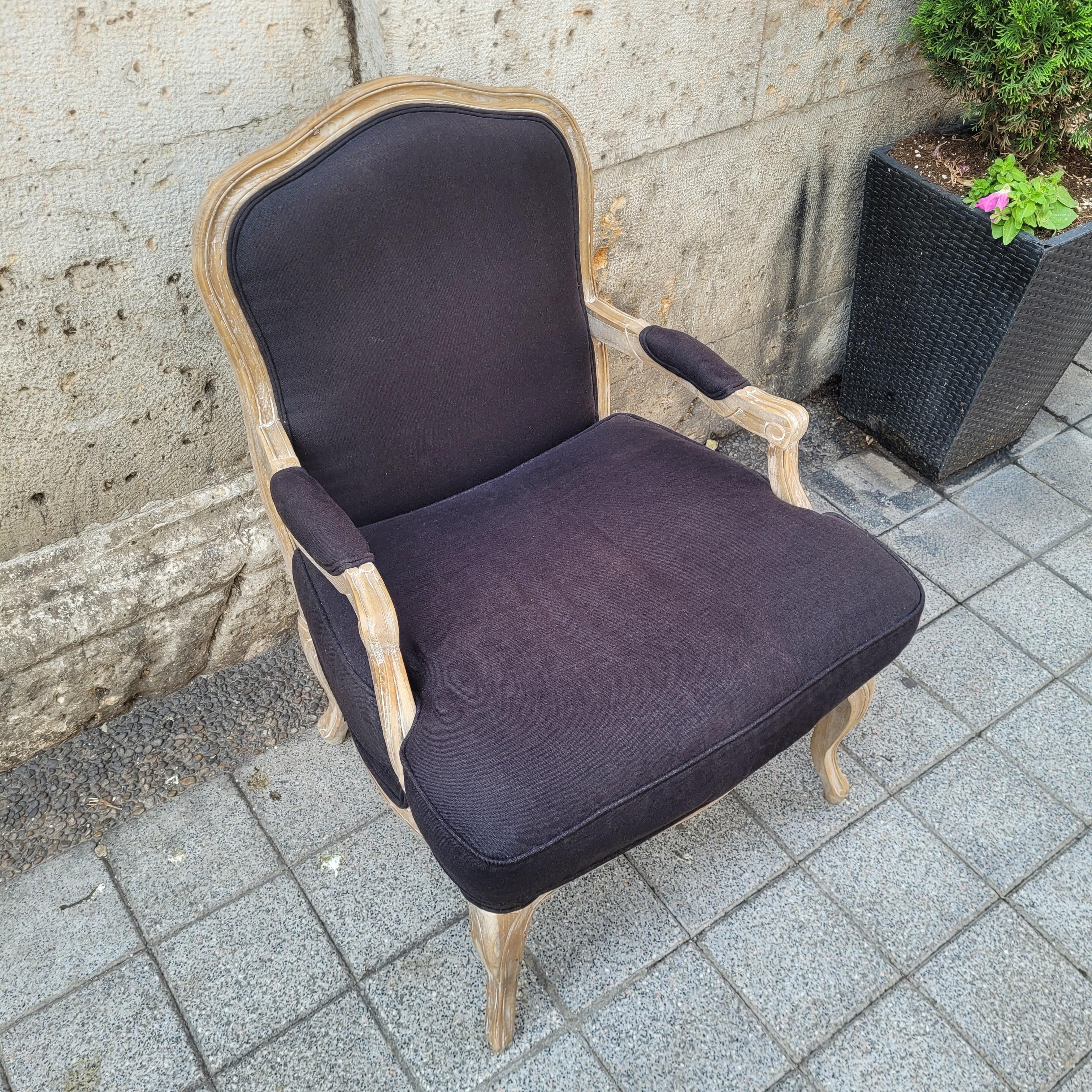 Sillón Reina de Francia, estilo Luis XV / Provenzal, roble y tapicería en venta 3