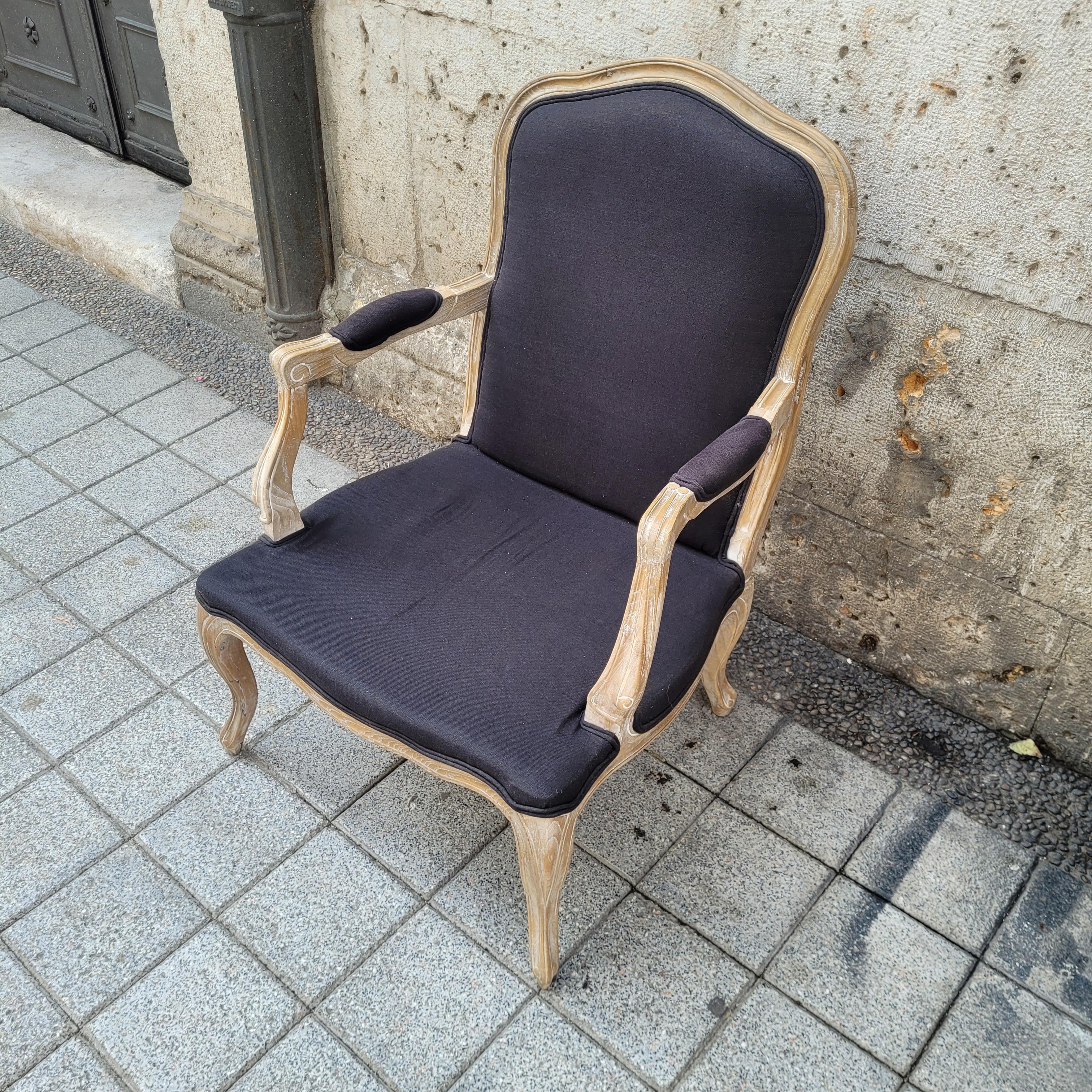 Sillón Reina de Francia, estilo Luis XV / Provenzal, roble y tapicería en venta 12