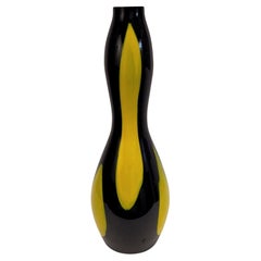 Italy Black and yellow vase Murano, mid-century Italy, blown glass