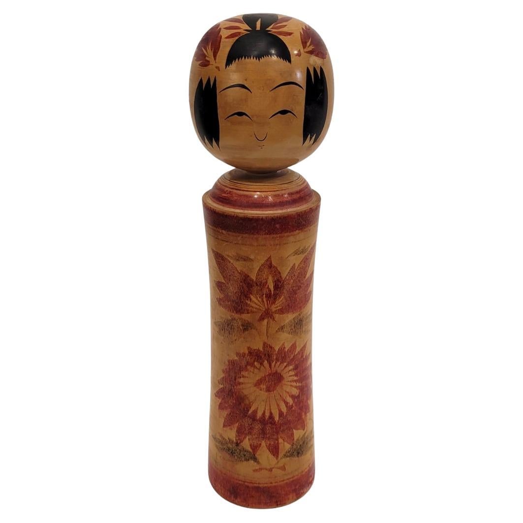 Poupée Kokeshi japonaise traditionnelle Vintage, bois polychrome