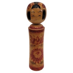 Traditional Vintage Japanese Kokeshi Doll, polychrome wood