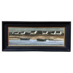 Öl auf Leinwand „Hütten in der französischen Bretagne“, Ronald, nach Georges Laporte, Frankreich