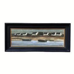 Oil on canvas “Cabins of French Brittany”, Ronald, after Georges Laporte, France