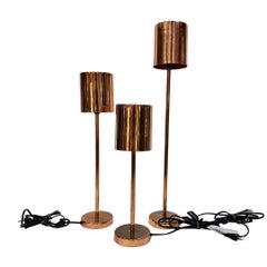 Set of three lamps, copper, Mid-century style, 2000s, France