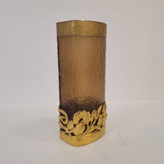 Art Nouveau Iris flower Vase, Victor Saglier signed, crystal and ormolu