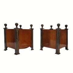 Pair of planters, gilt bronze and precious wood, Louis XVI, France