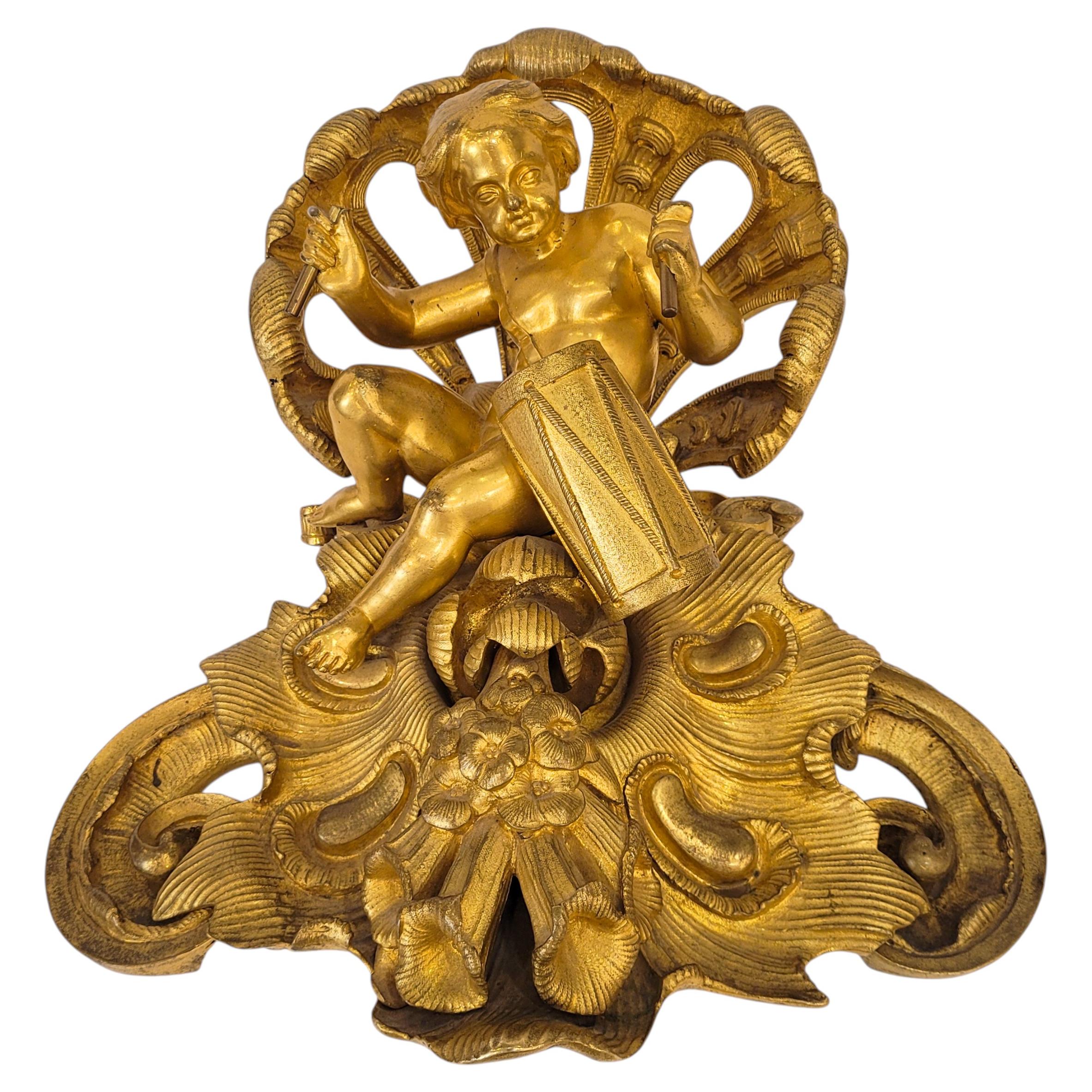 Sculpture of Napoleon III in gilt bronze, ormolu of a boy playing a drum France For Sale