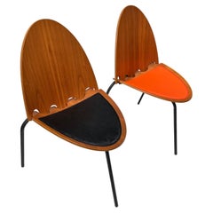 Lot de 6 chaises « A6 », Joseph-André Motte pour Steiner, bois et cuir, France