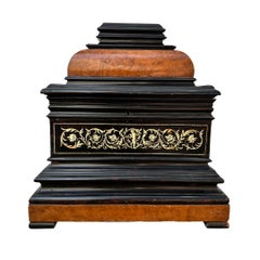 German Antique chest or German Jewelry box, precious wood , bull bone