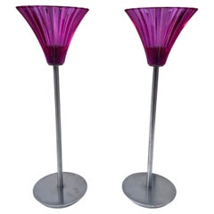 Baccarat Table lamp, by Mathias 2000s the Mille Nuits model Purple color