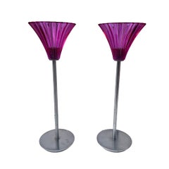 Baccarat Table lamp, by Mathias 2000s the Mille Nuits model Purple color
