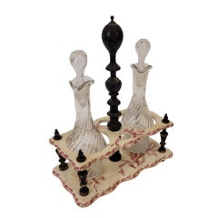Napoleon III-era French ceramic oil and vinegar cruet set by Gien France