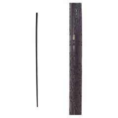 Japanese cane or walking stick, Meiji period, carved wood with floral motif