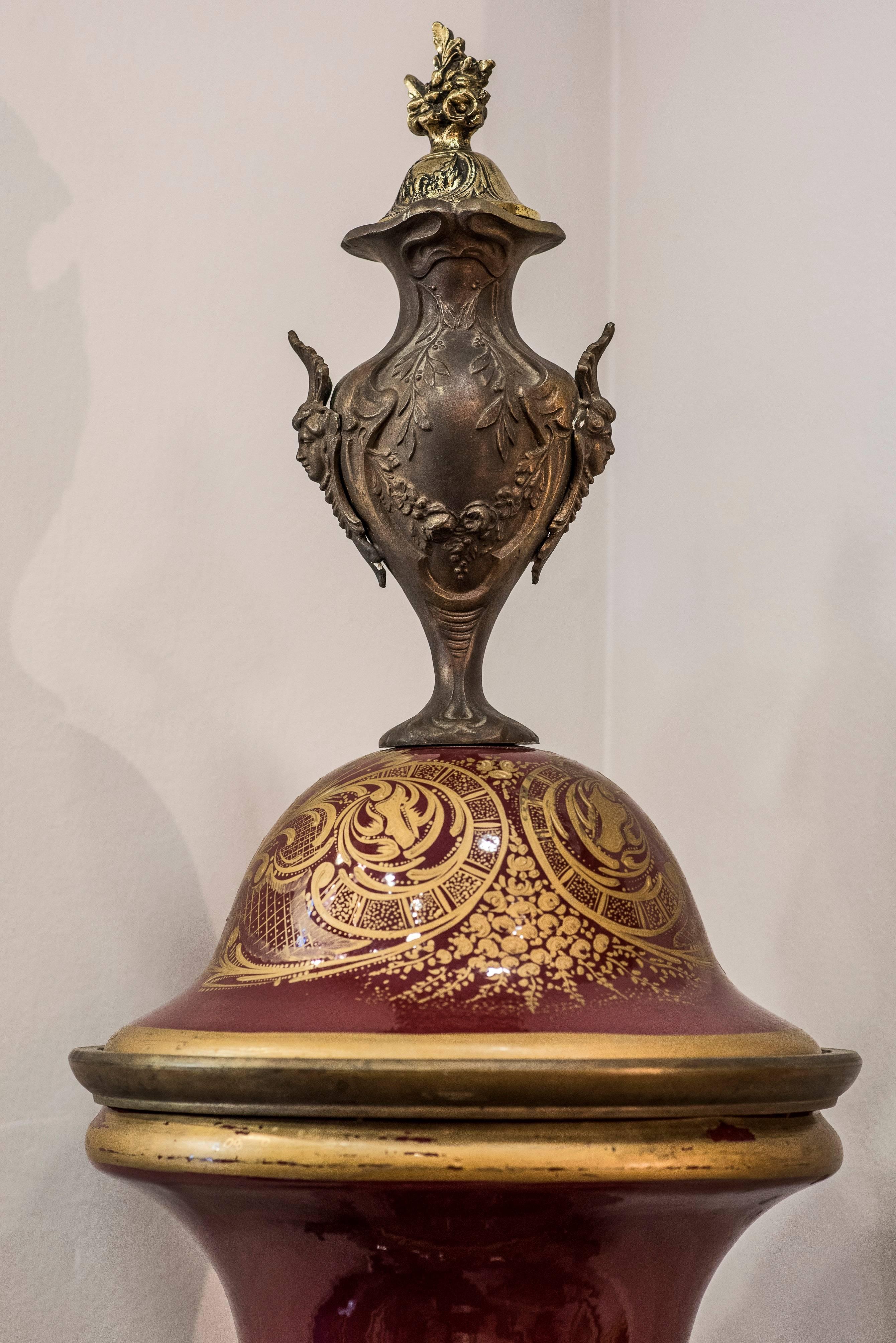 20th Century Louis XV Style Porcelain and Bronze Vases 