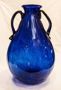 Pair of Blue Murano Crystal Vases