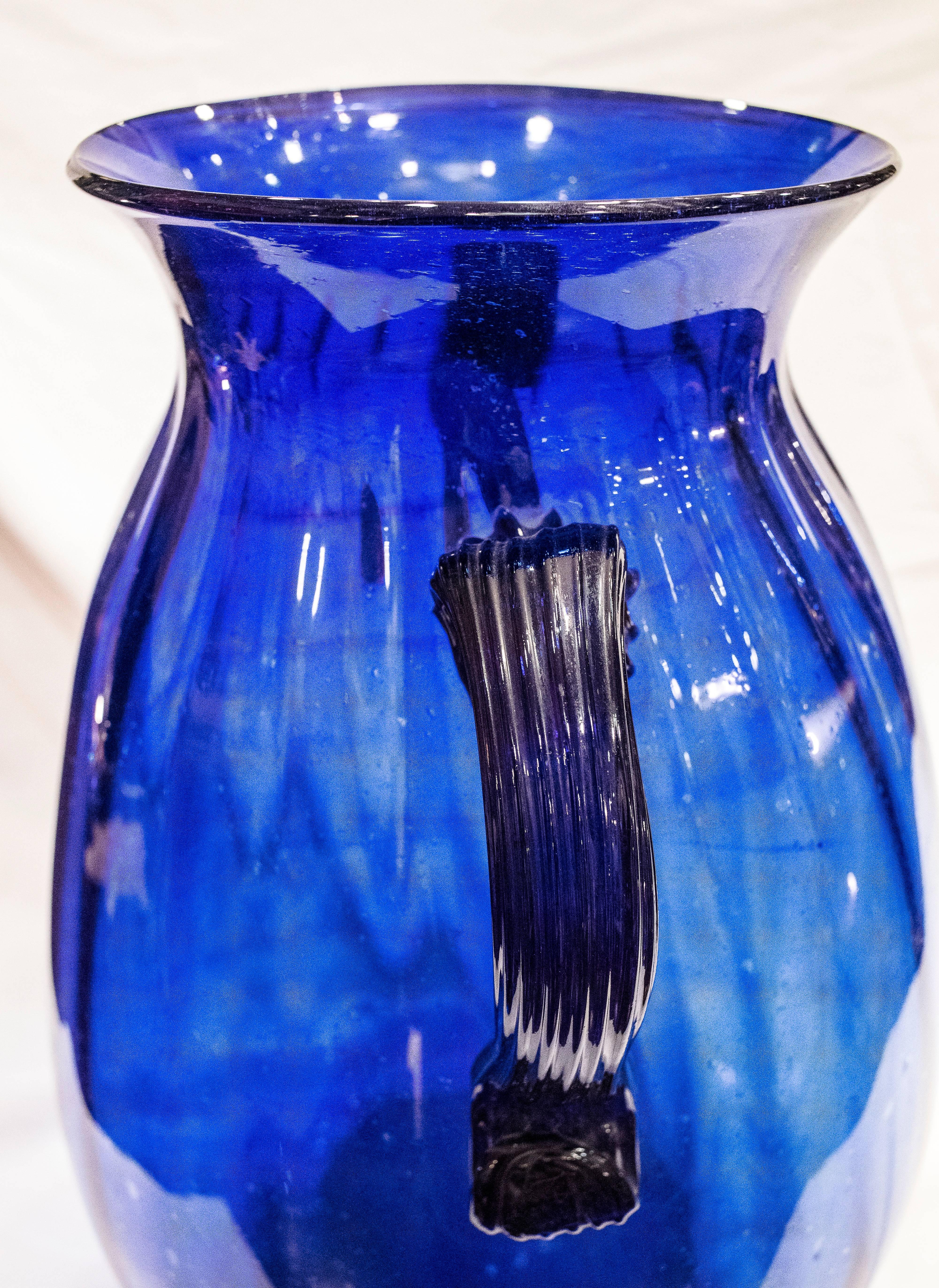 Pair of Blue Murano Crystal Vases 1