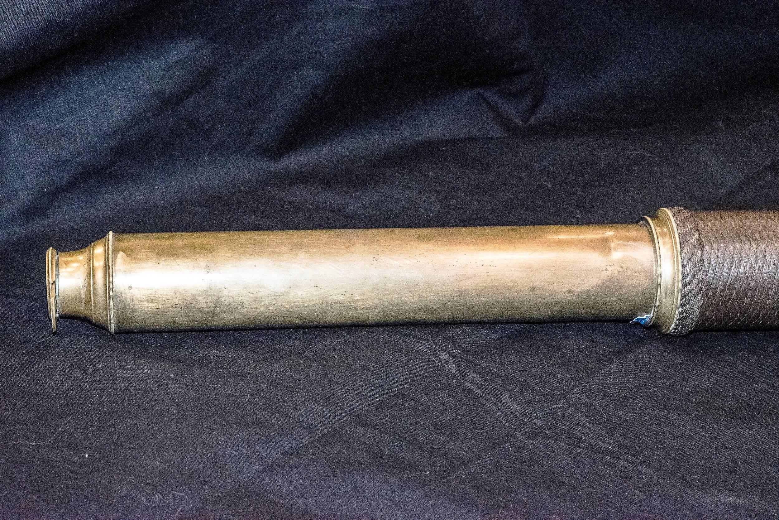 Late Victorian 19th Century Bronze and Leather English Telescope