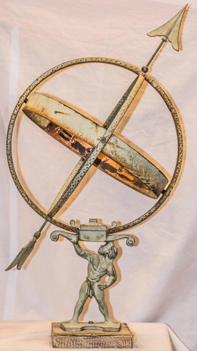 Armillary Sphere and Sundial in Copper and Iron, Mid20th Century at