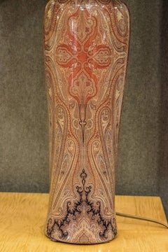 Table Lamp, Polychromatic Porcelain, Red Yellow and Gray Tones, Etro, Italy