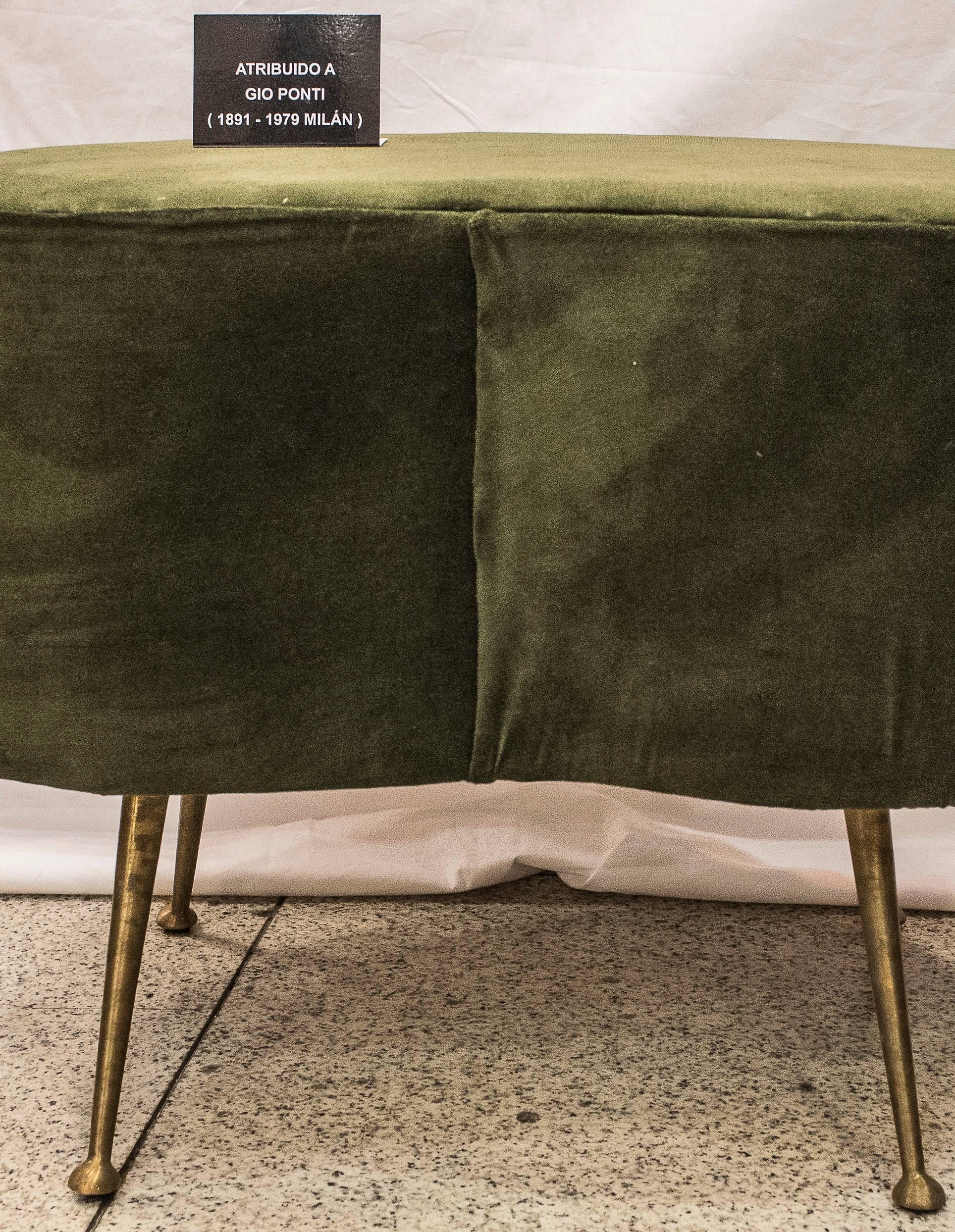 Mid-Century Modern Gio Ponti Green Stool, Italy, circa 1950