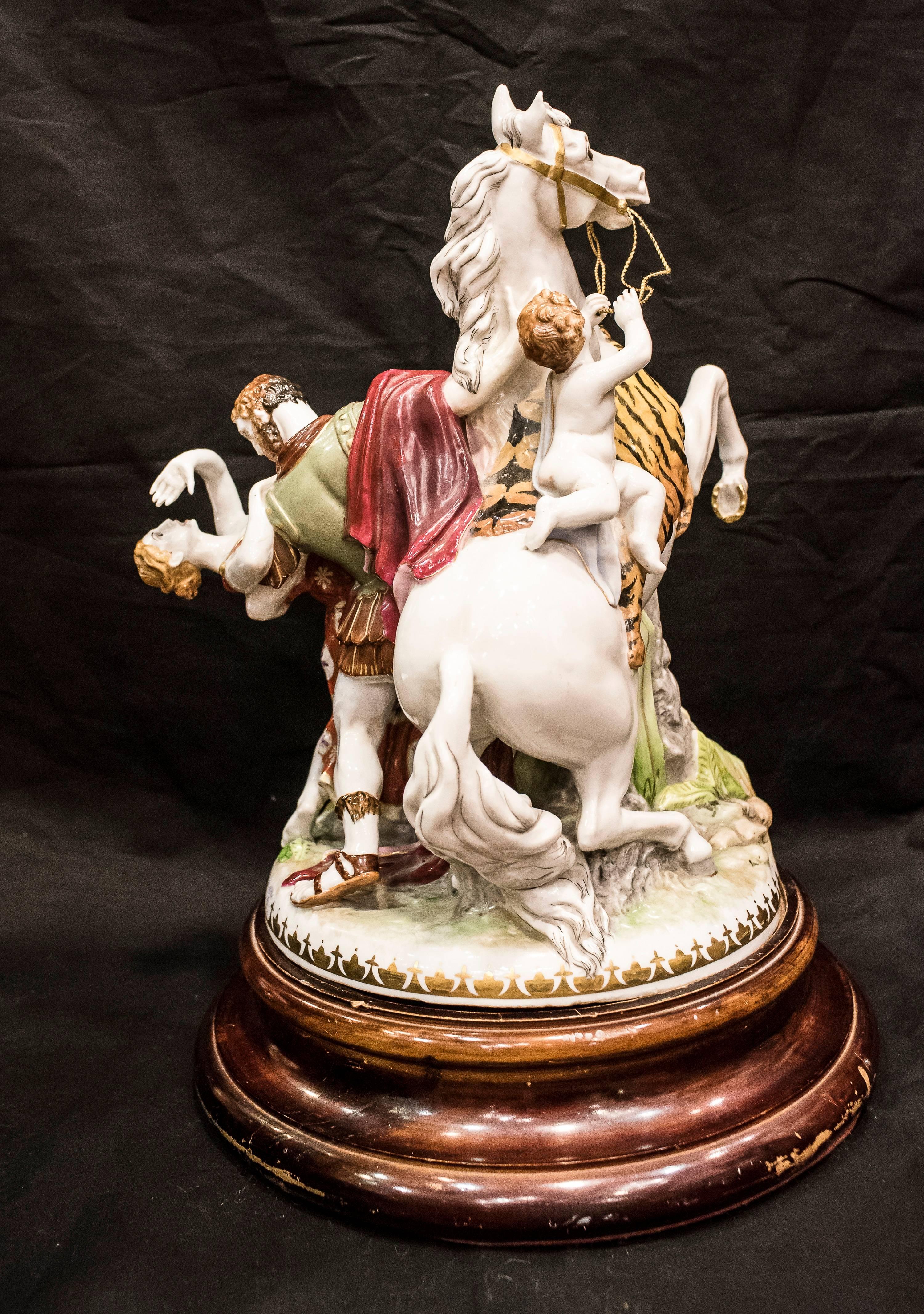 Early 19th Century Capodimonti 19th Century Polychrome Porcelain Signed Italian Sculpture