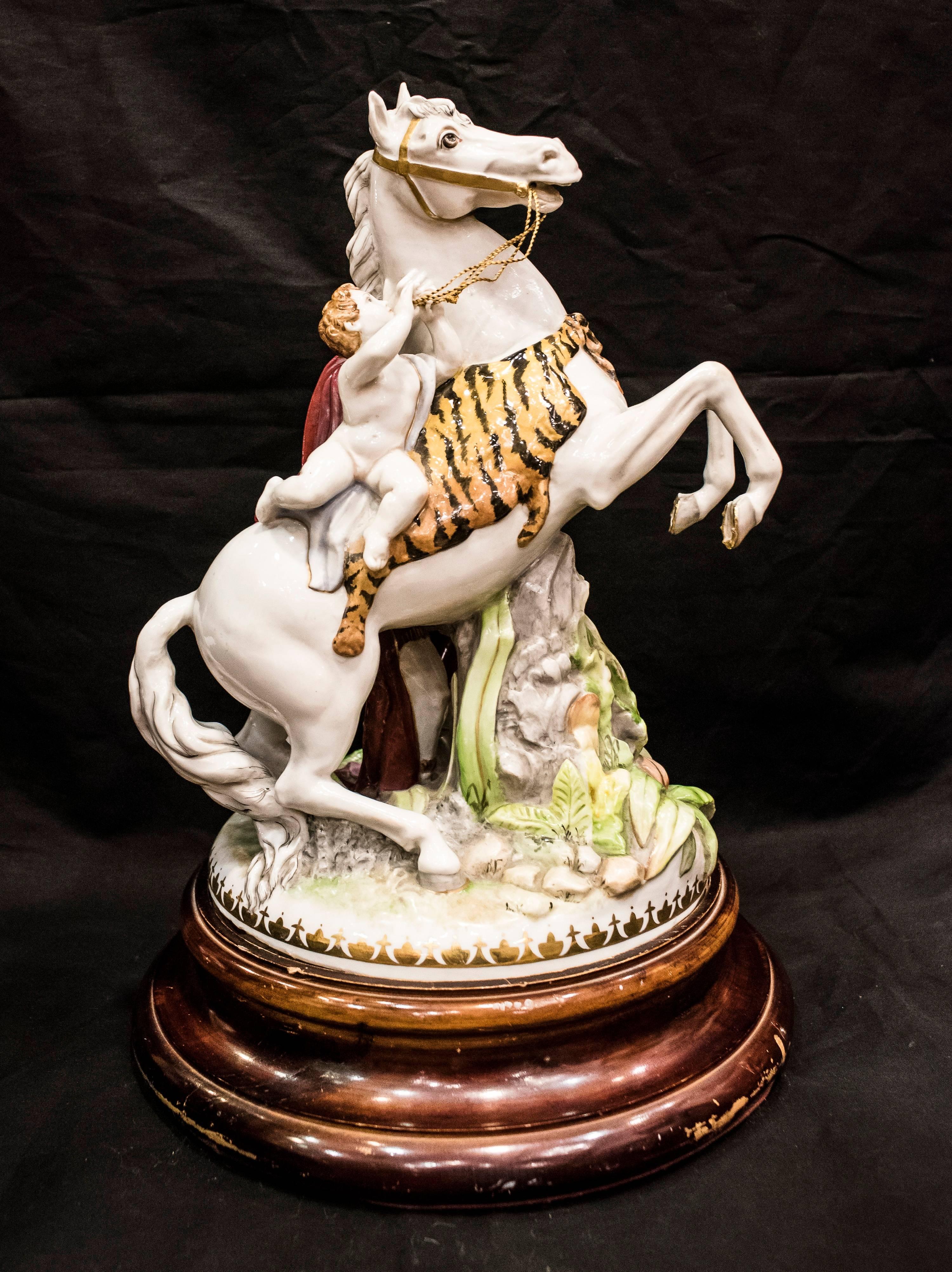 Capodimonti 19th Century Polychrome Porcelain Signed Italian Sculpture 1