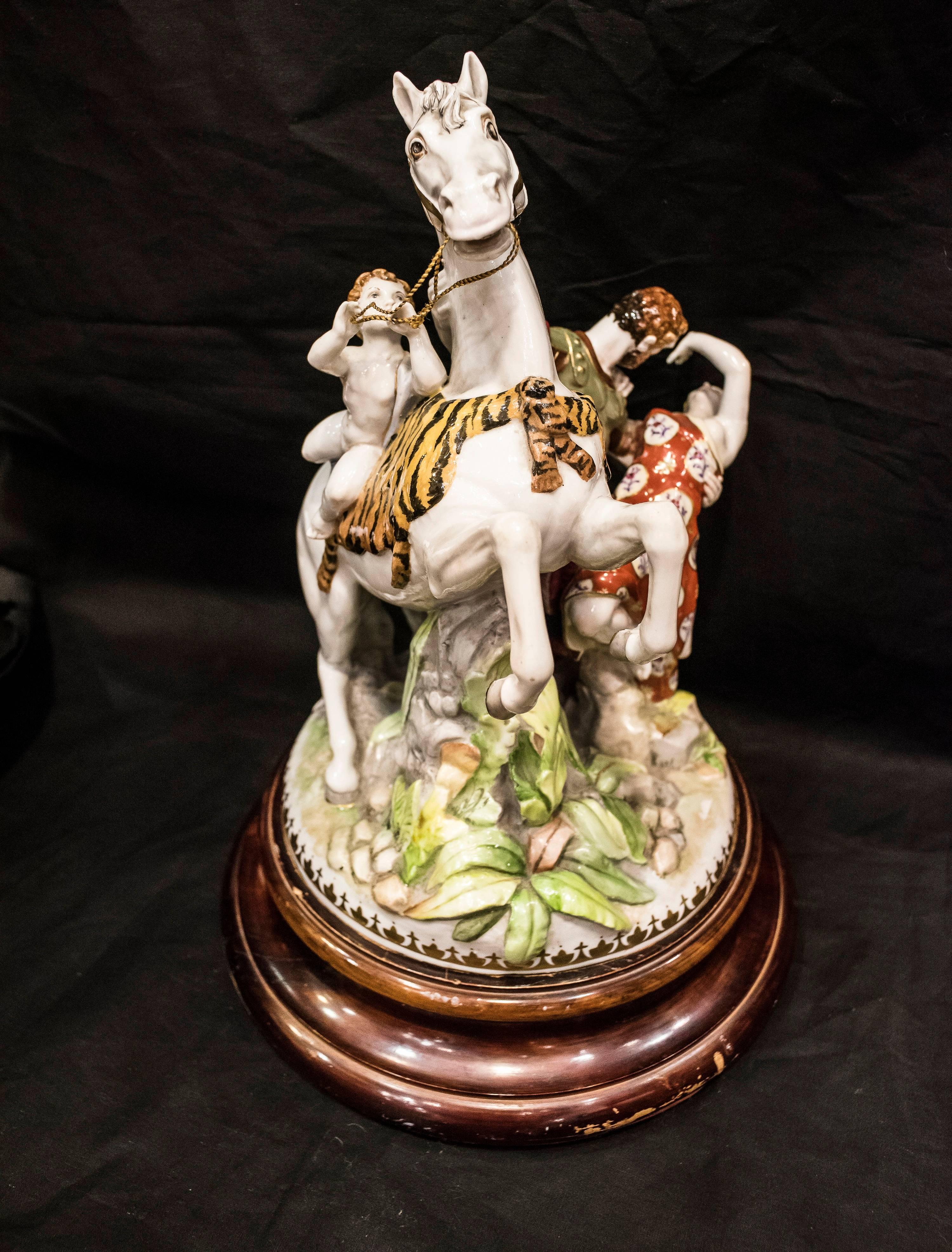 Capodimonti 19th Century Polychrome Porcelain Signed Italian Sculpture 2