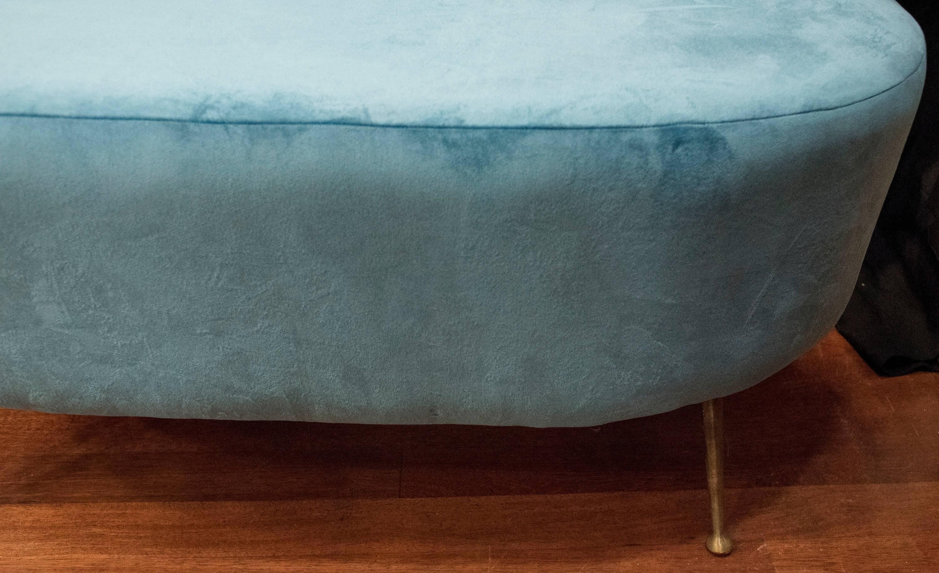 Gio Ponti, One of a Kind Stool in Blue Velvet Color, Italy, 1950 In Excellent Condition In Valladolid, ES