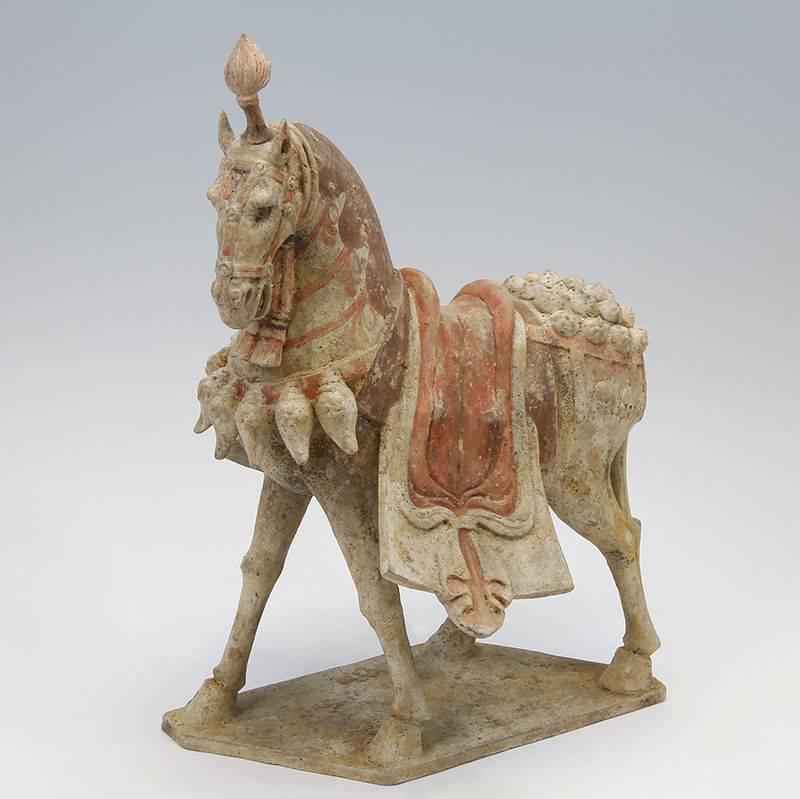 Chinese Magnificent Caparisoned Ceremonial Horse from the Northern Qi, 550-577 AD For Sale