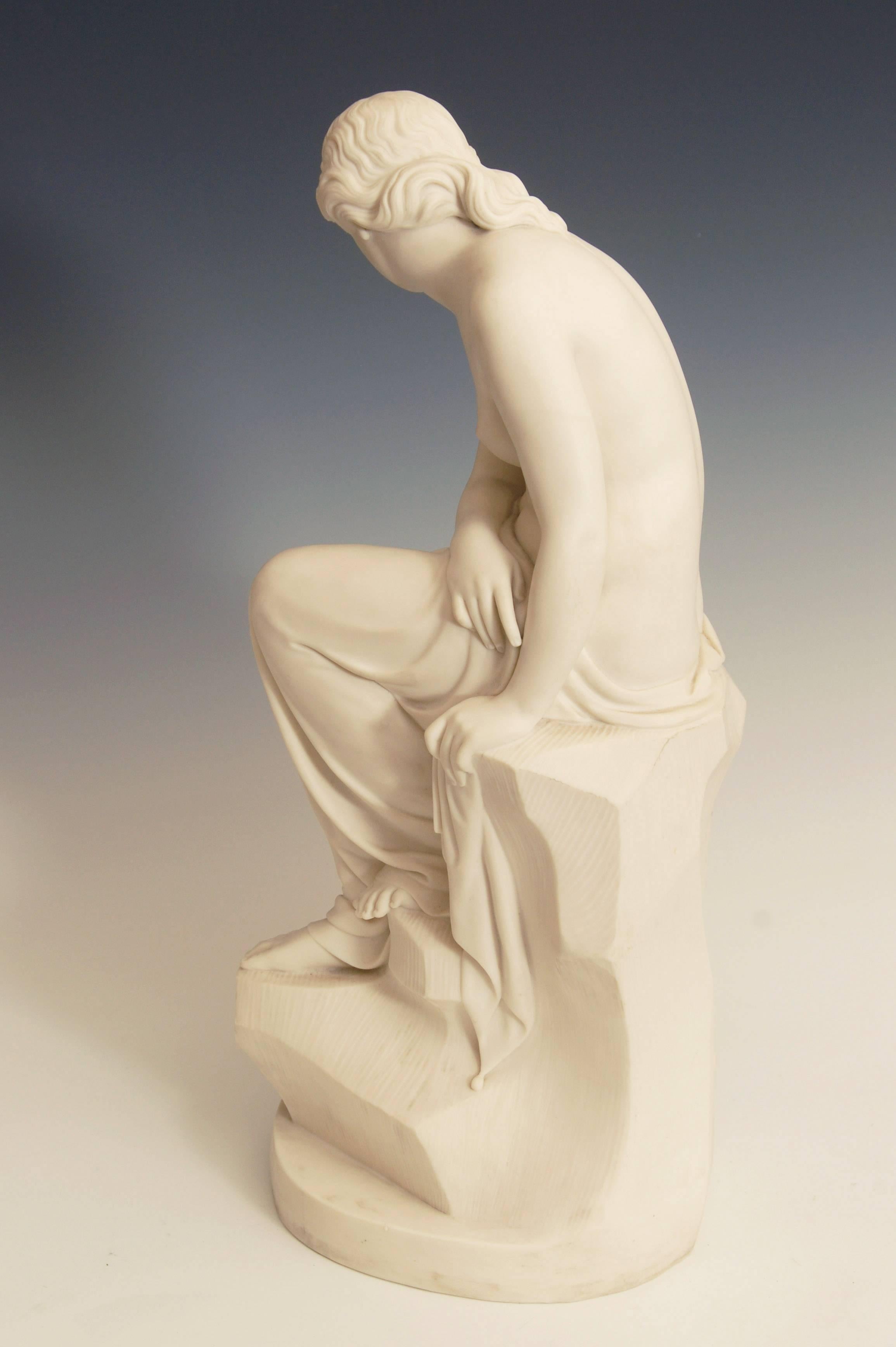 19th Century Minton Art Union Parian Figure, 'Solitude' by J. Lawlor, 1852