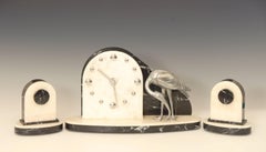 Art Deco Modernist Clock with Matching Garniture Set