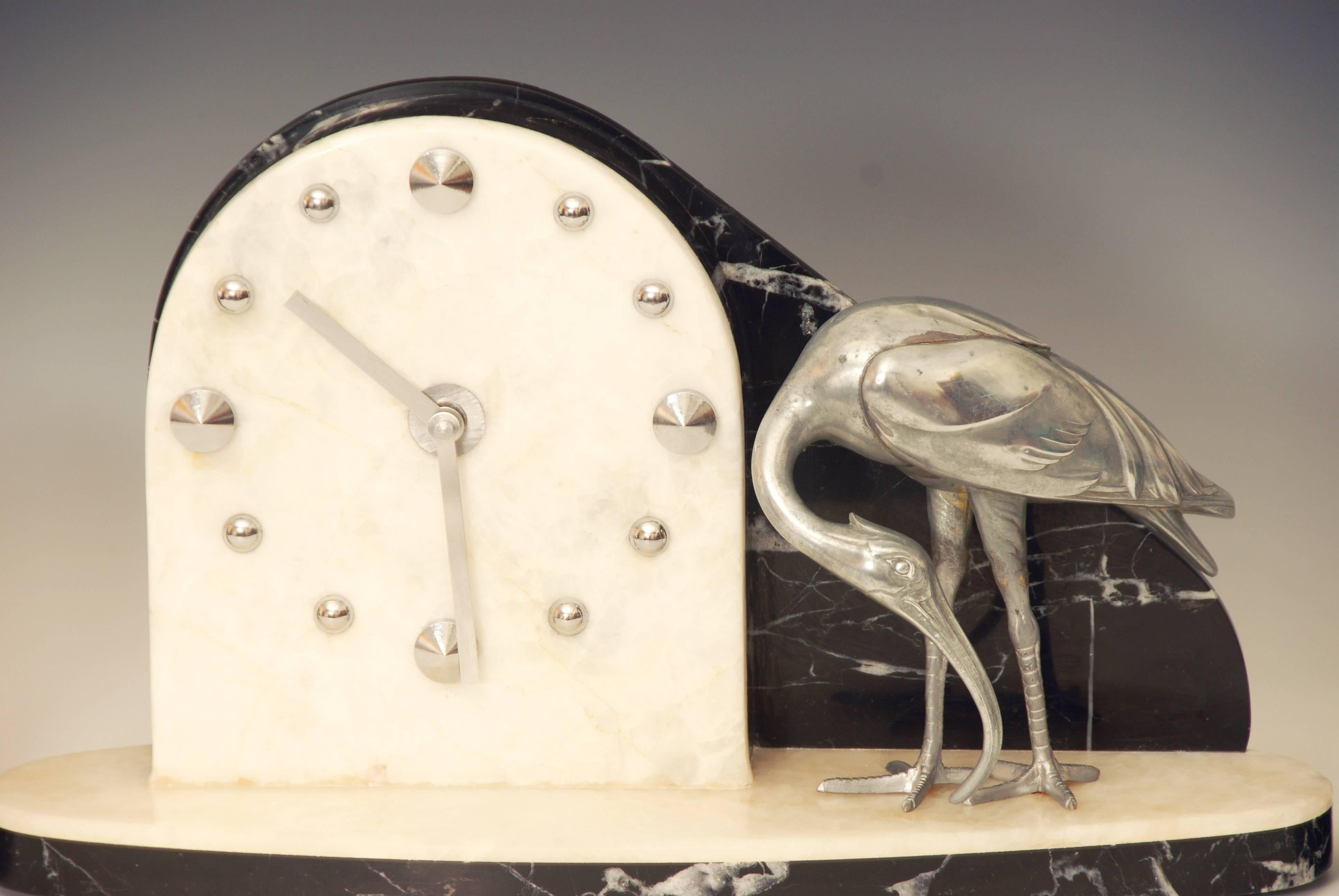Art Deco Modernist Clock with Matching Garniture Set In Good Condition In Brighton, GB