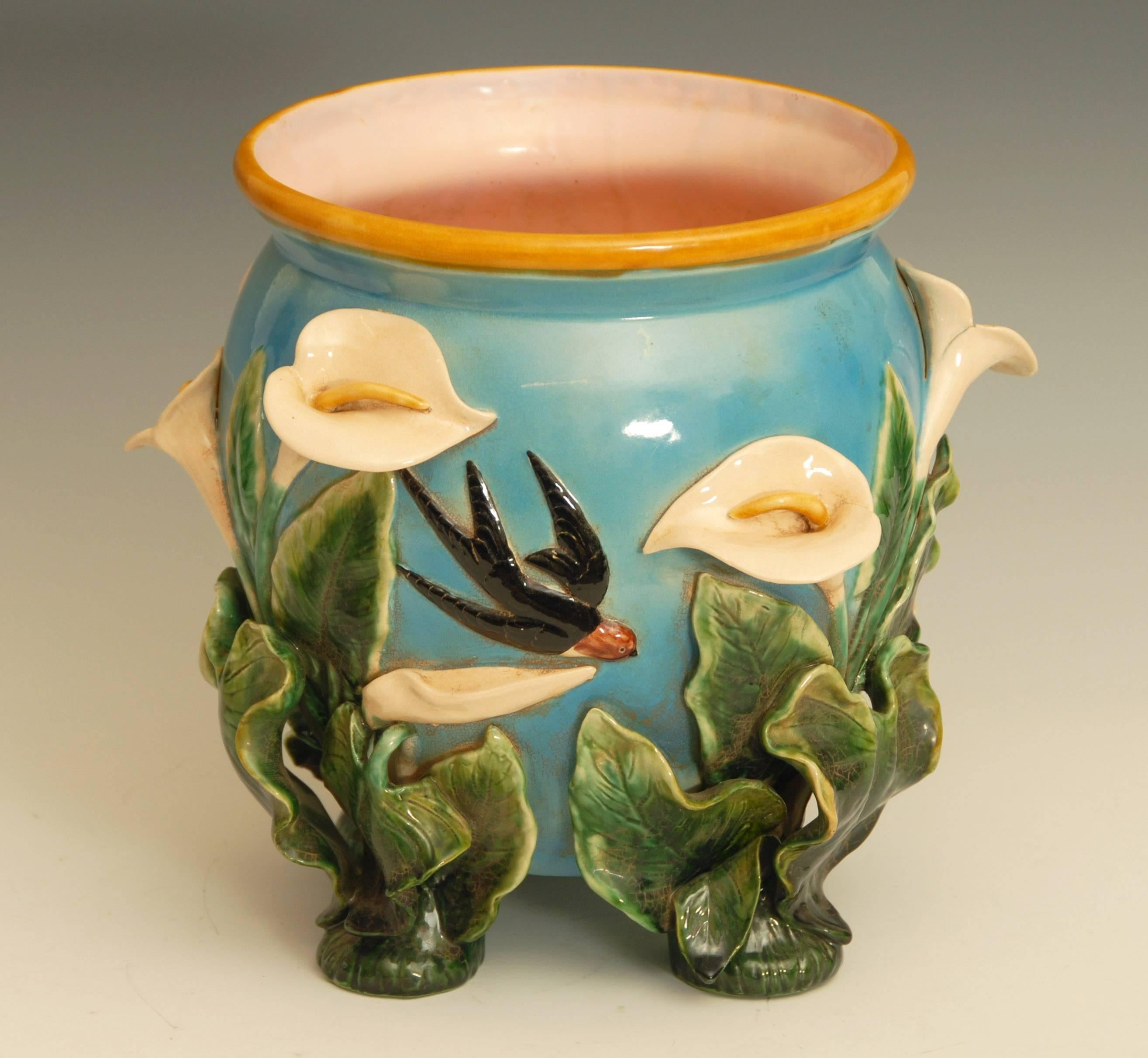 Ceramic Edwardian Liberty of London Majolica Jardinière or Cachepot For Sale