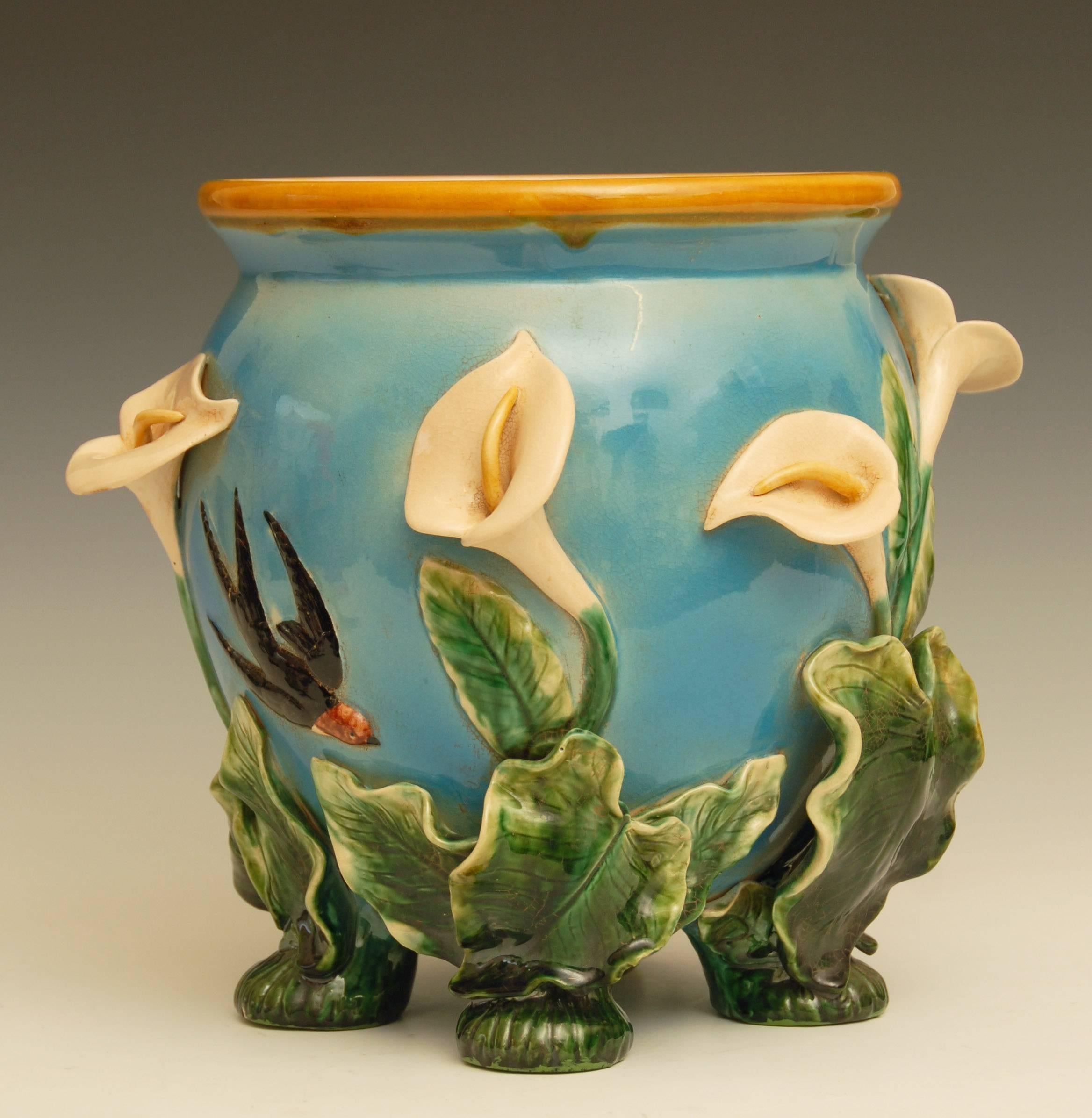 English Edwardian Liberty of London Majolica Jardinière or Cachepot For Sale