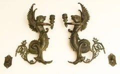 Pair of Bronze Wall Sconces
