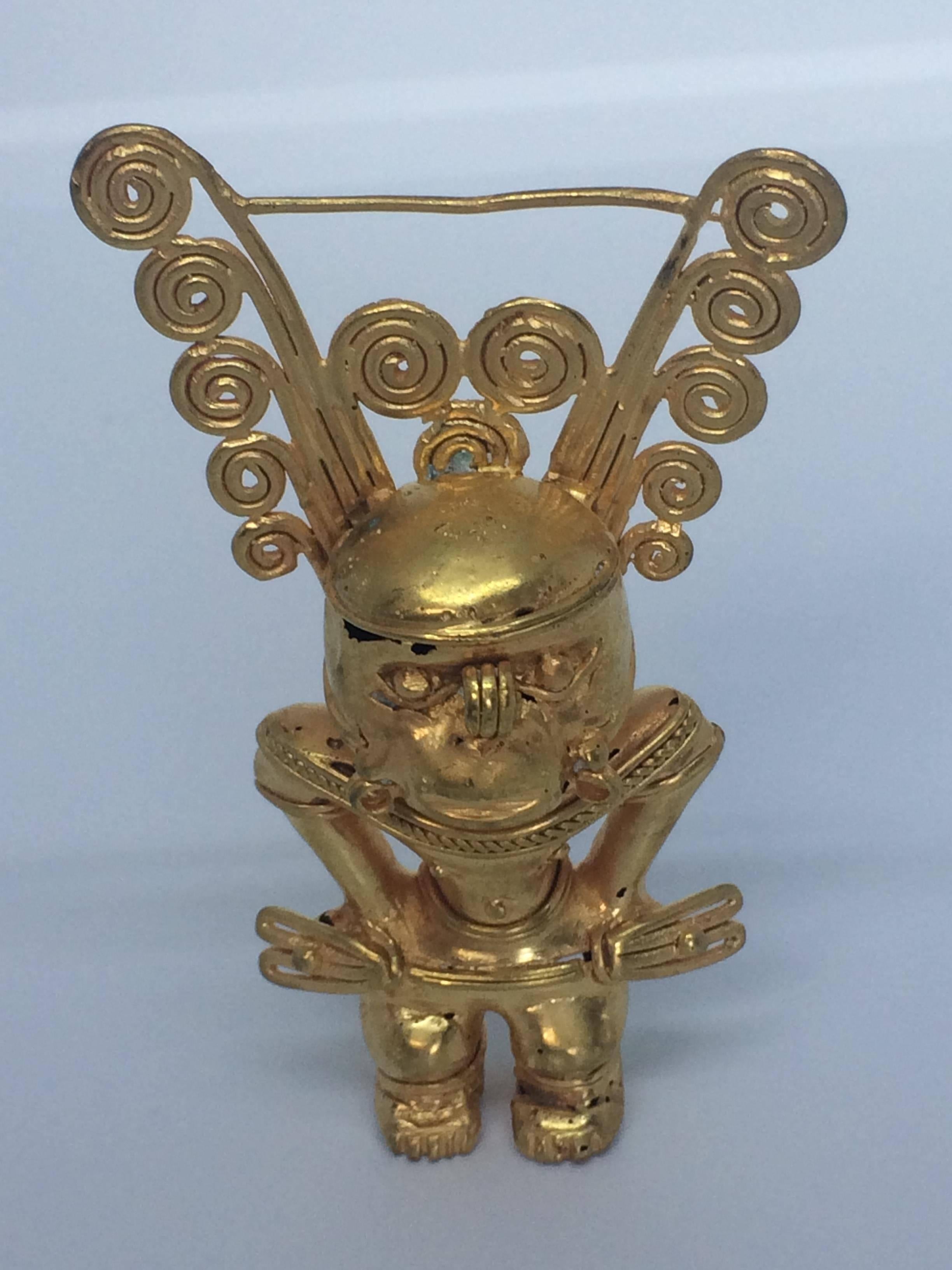 Pre-Columbian Pre Columbian Gold Figure, High Priest For Sale