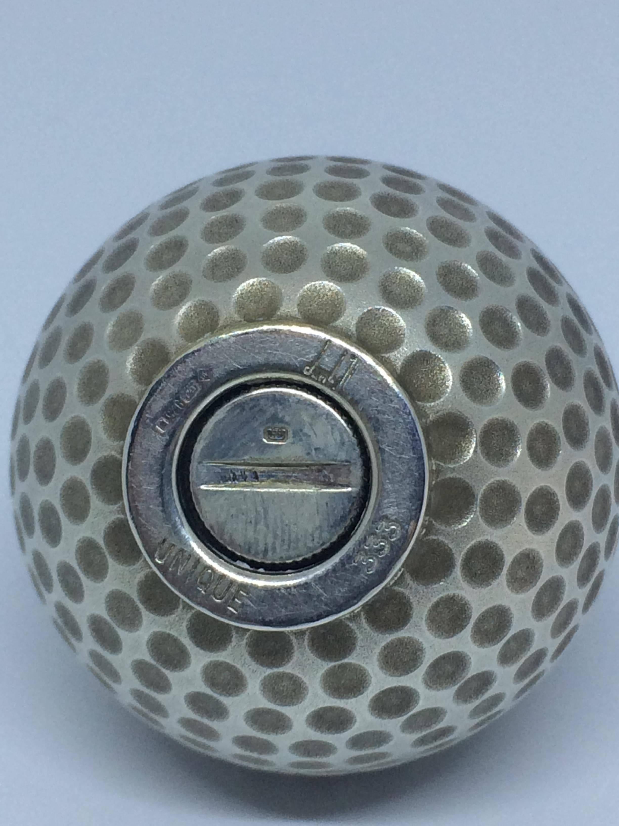 Sterling Silver Dunhill Golf Ball Table Lighter For Sale