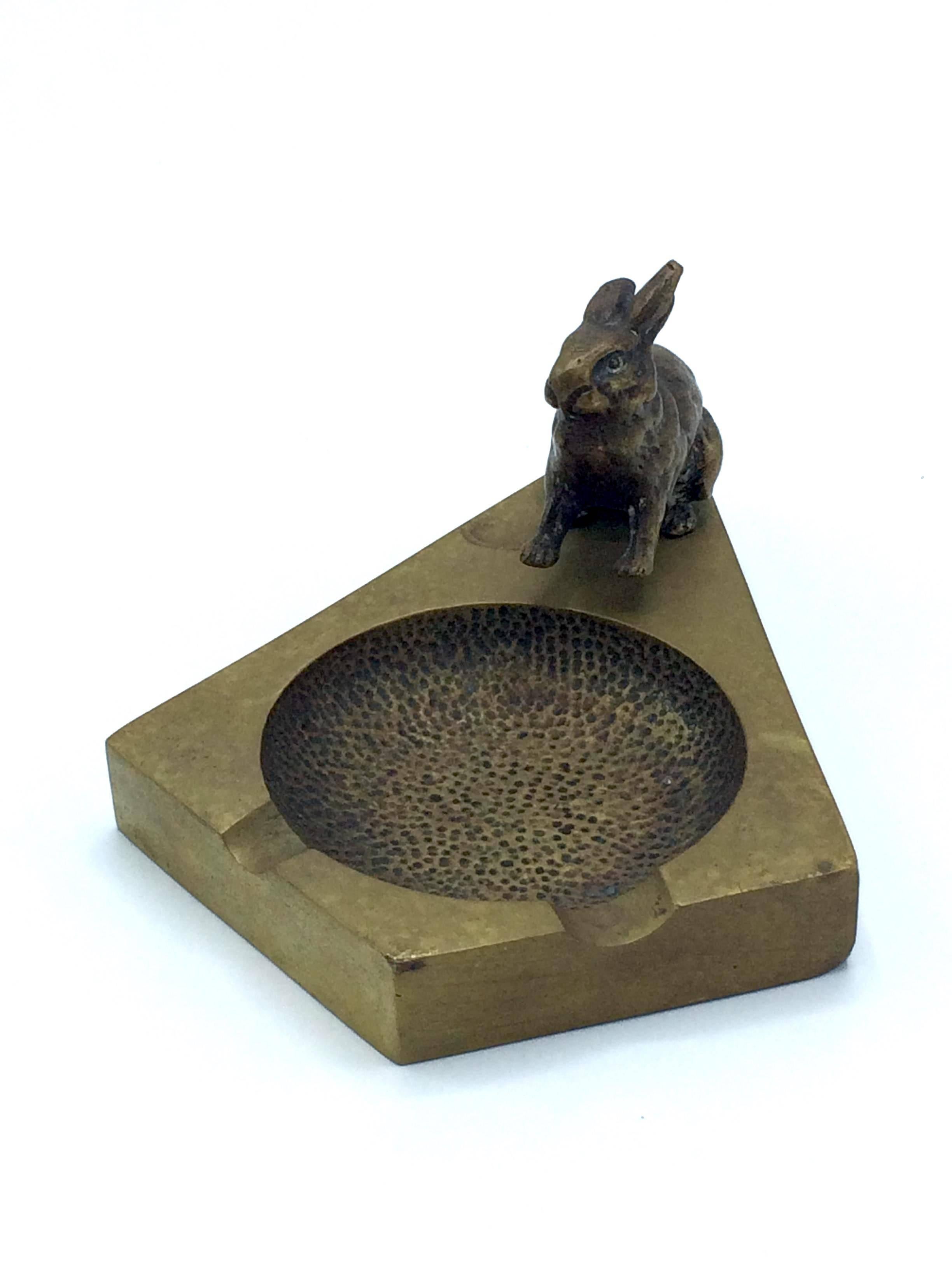 Austrian Vienna Bronze Rabbit Ashtray, Art Deco For Sale