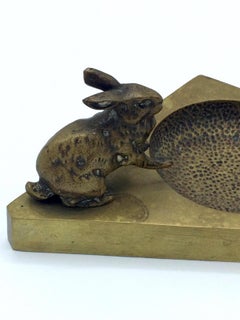 Vienna Bronze Rabbit Ashtray, Art Deco