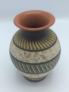 Midcentury Scratched Earth-Tone Vase Attributed to Dümler & Breiden