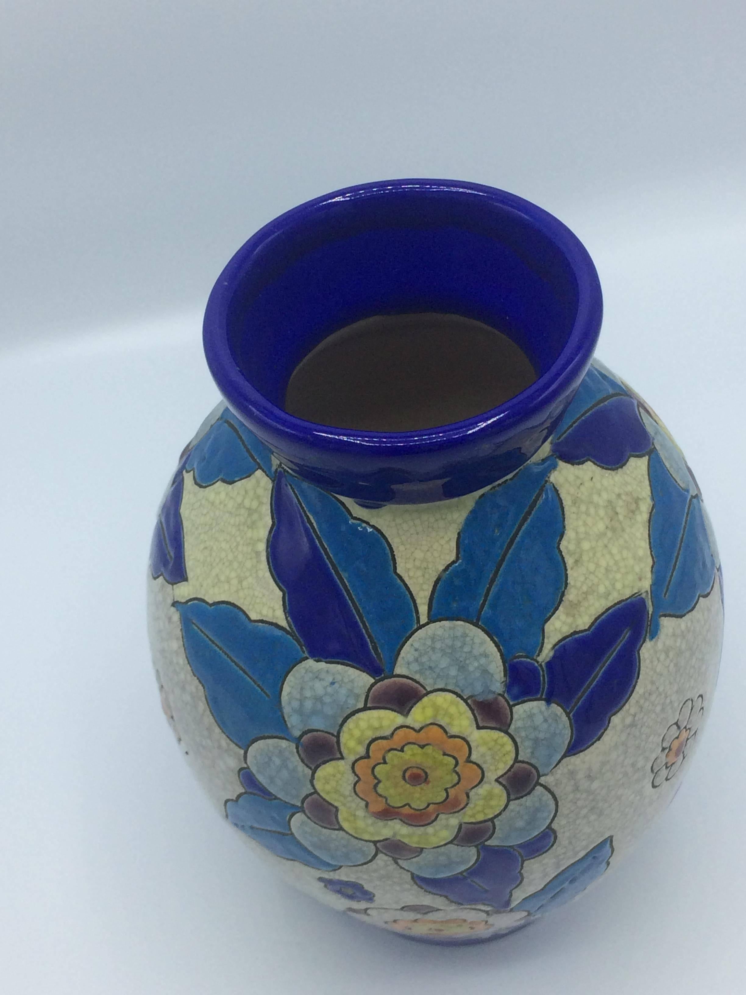 Glazed Art Deco Keramis Flower Vase, 1929 For Sale
