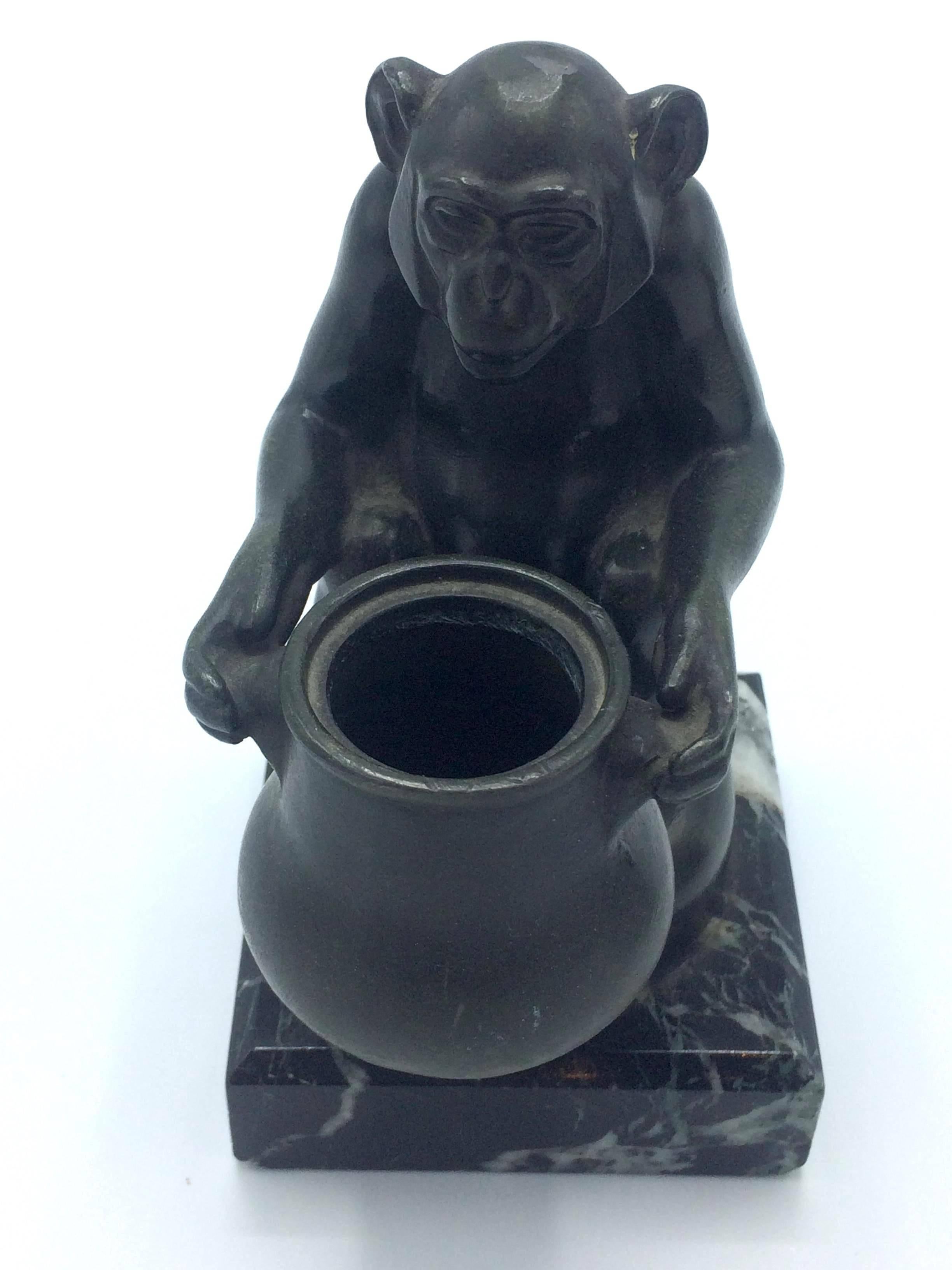 Art Deco Bronze Inkwell 