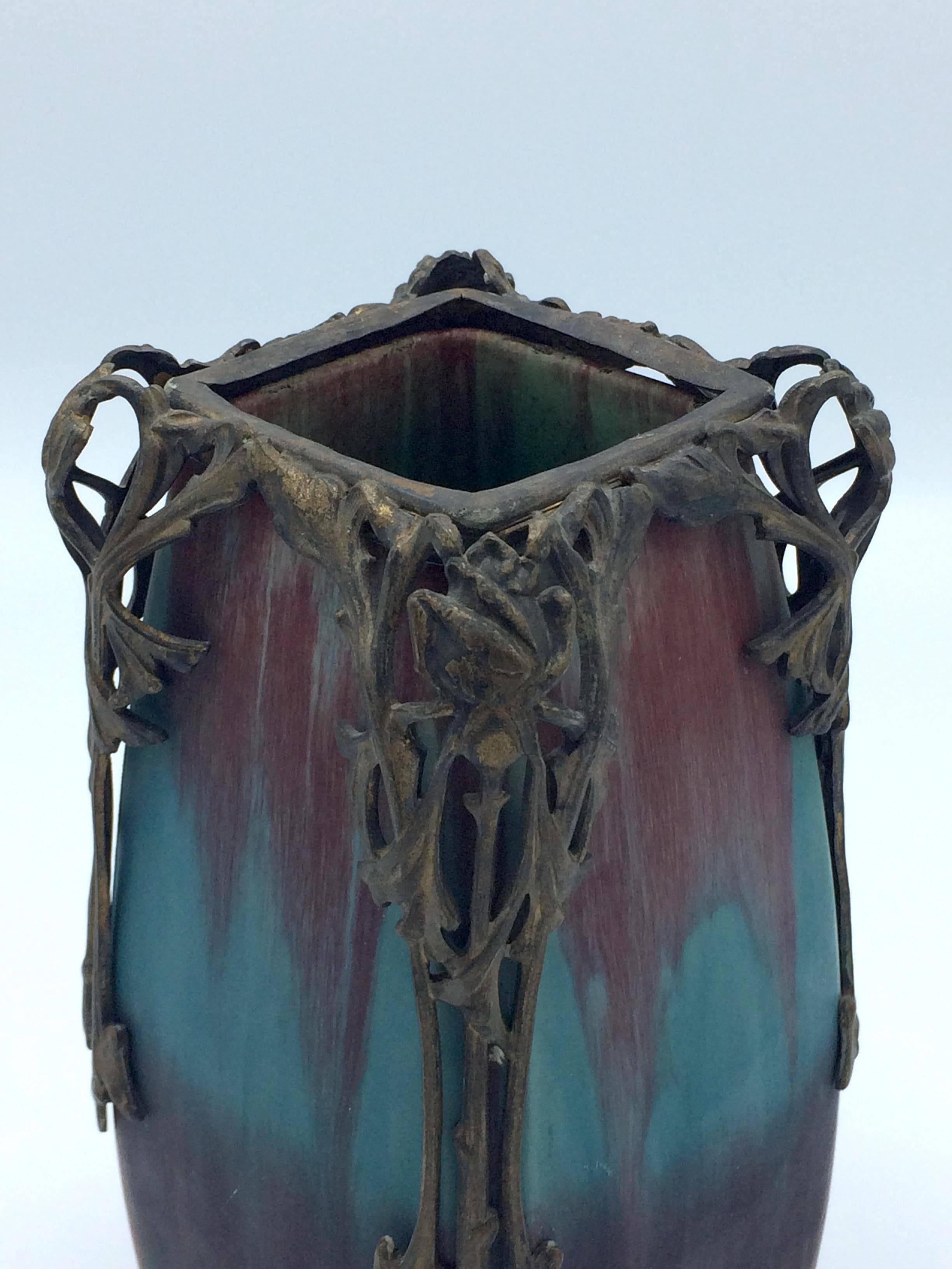 Enameled Vase by French Artiste Eugene Baudin, Top Art Nouveau For Sale 2