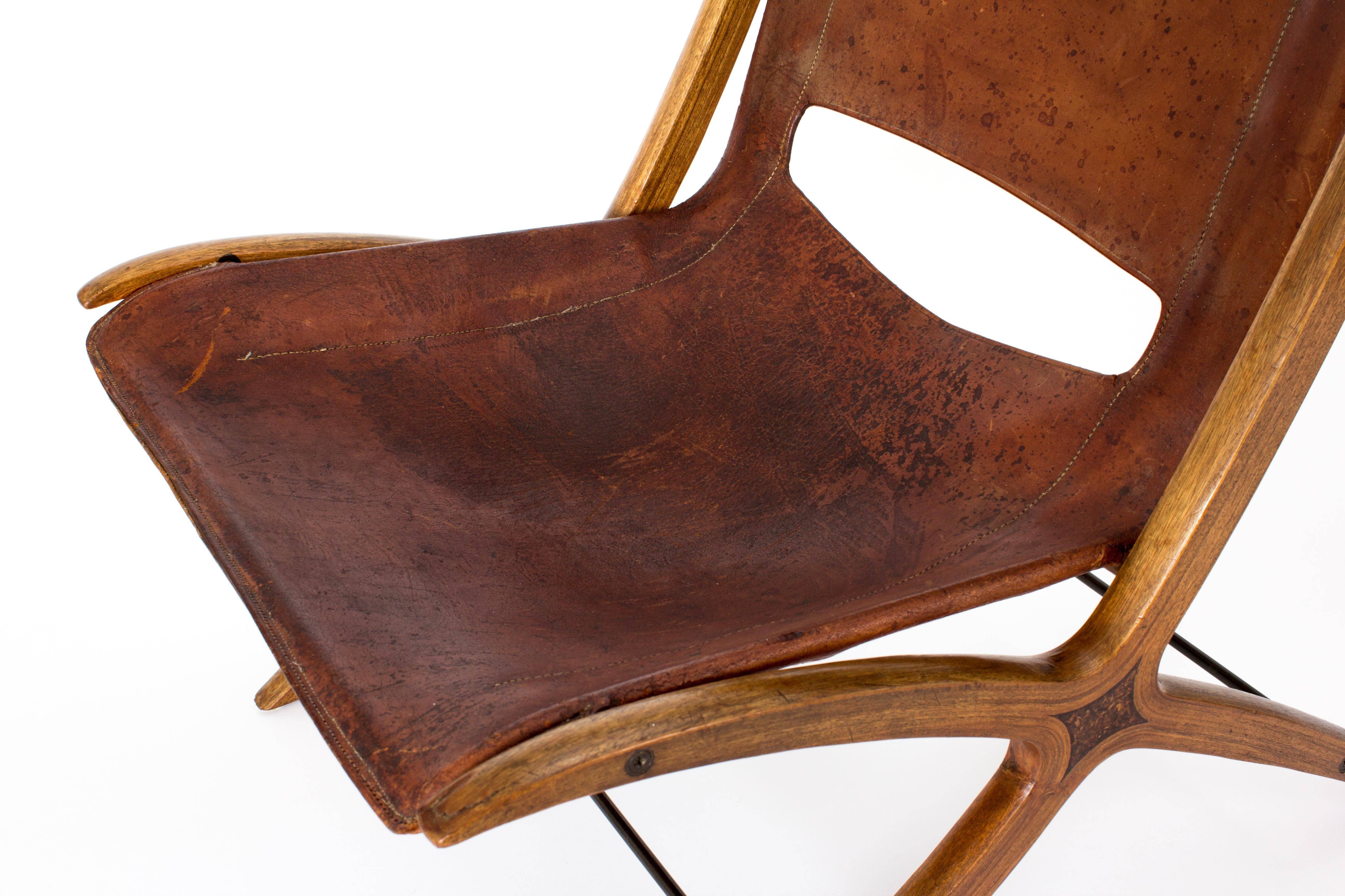 X-Chair by Peter Hvidt & Orla Mølgaard-Nielsen in Cognac Leather, Denmark, 1950s 1