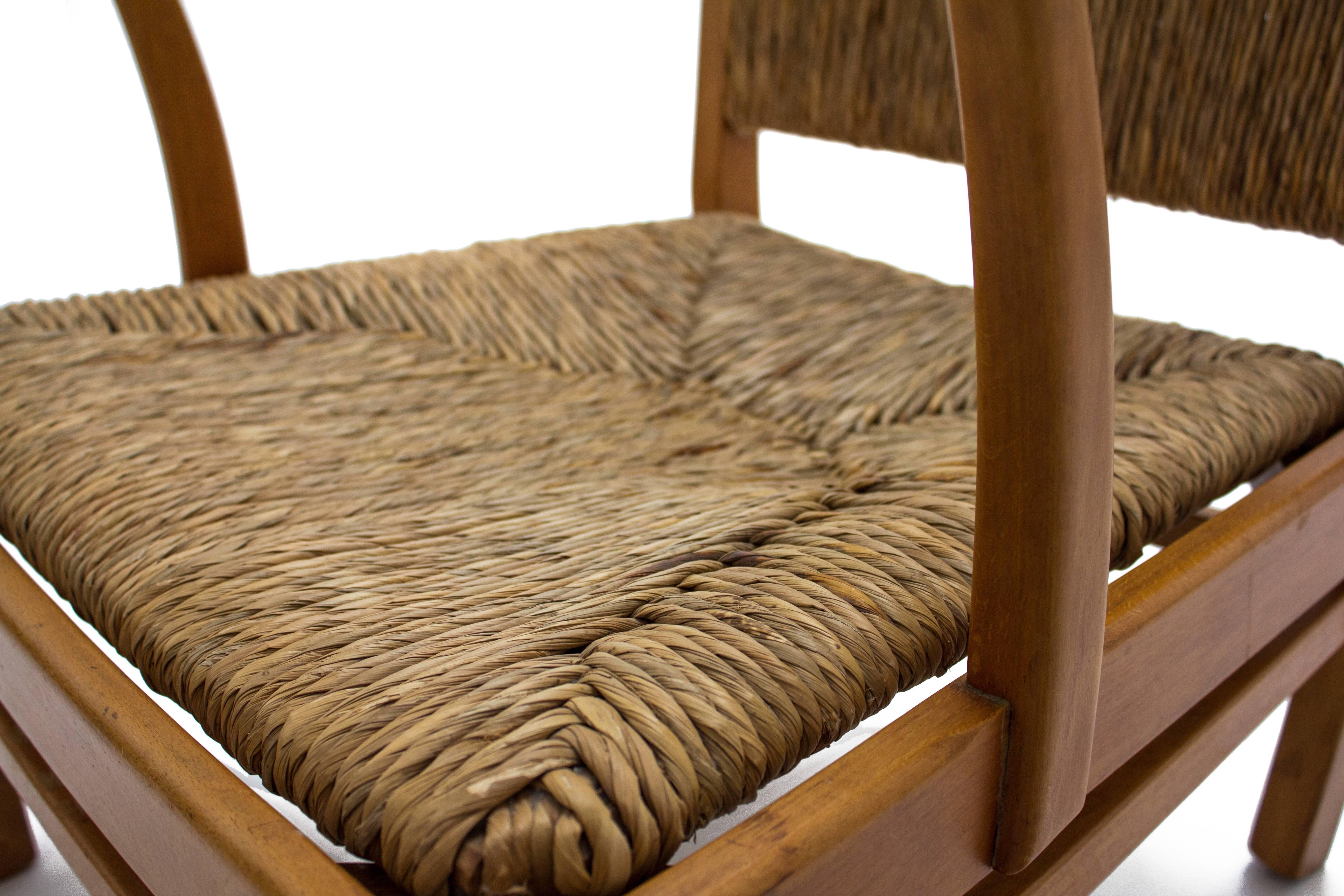 Mid-Century Armchairs in Beech and Straw, the Netherlands 1940s 3